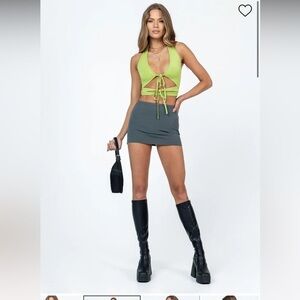 Princess Polly karley low waist miniskirt slate 6 NWT